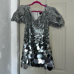 THE BRAND LABEL Silver Disco Dress—Statement Piece